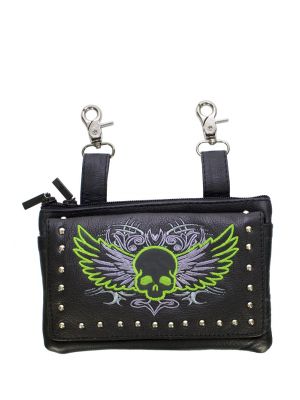 Studded Leather Skull Belt Bag
