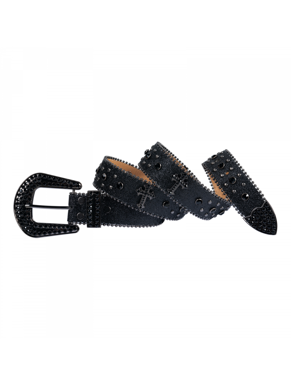 Men's Women's Cross Black Rhinestone Crystal Belt