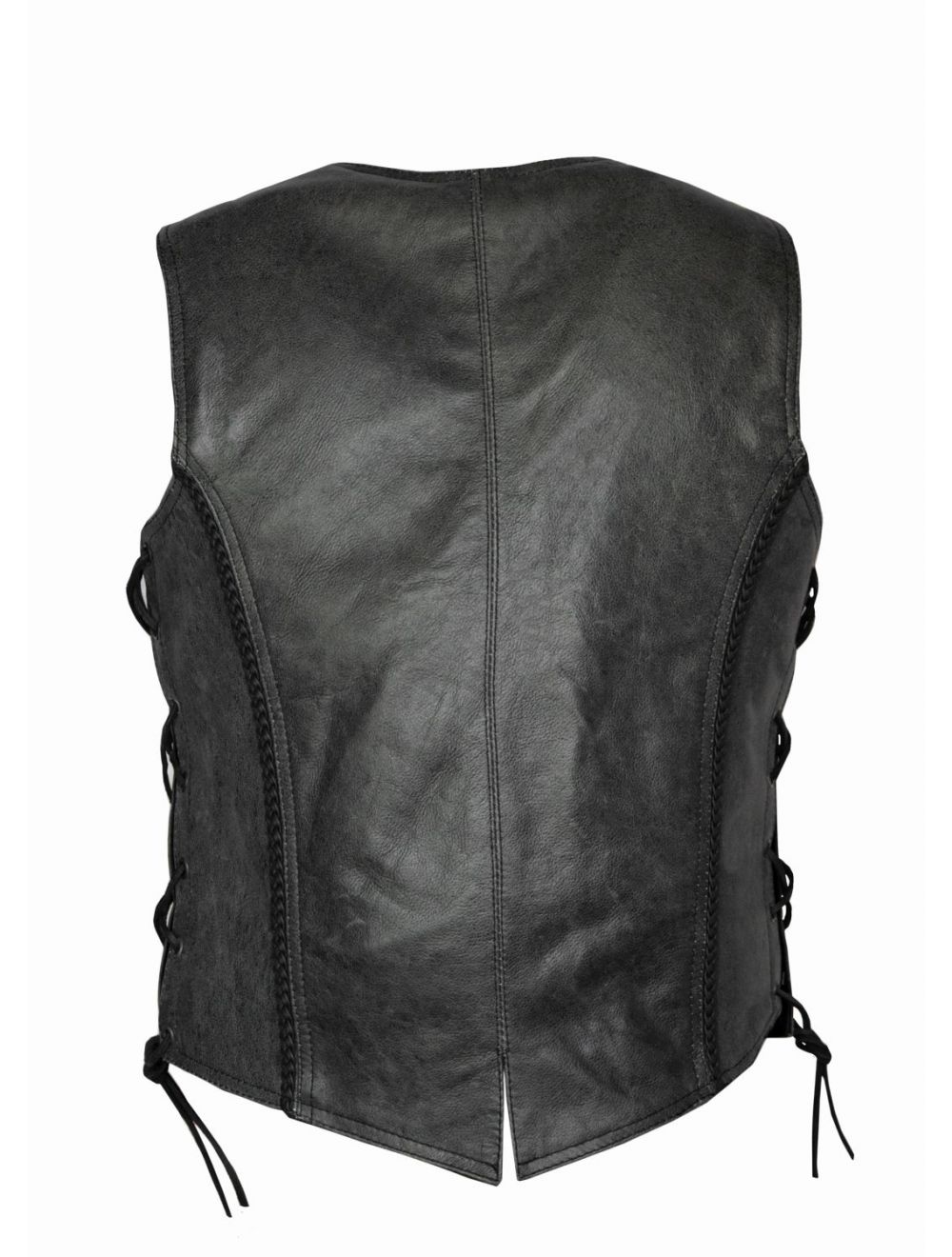 Women's Long Gray Motorcycle Vest