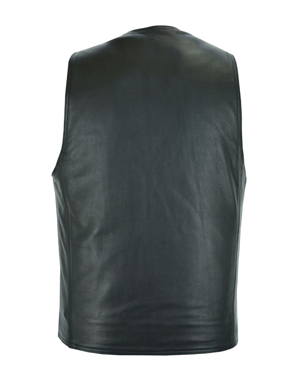 Mens Plain Black Leather Vest