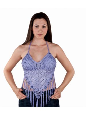 Womens Lace Halter Top With Beads