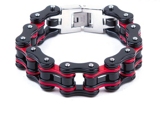 Black & Red Stainless Steel Bracelet