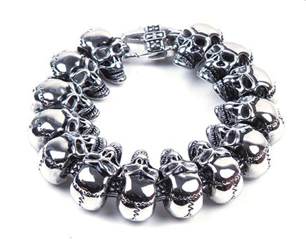 Stainless Steel Bracelet With Skulls