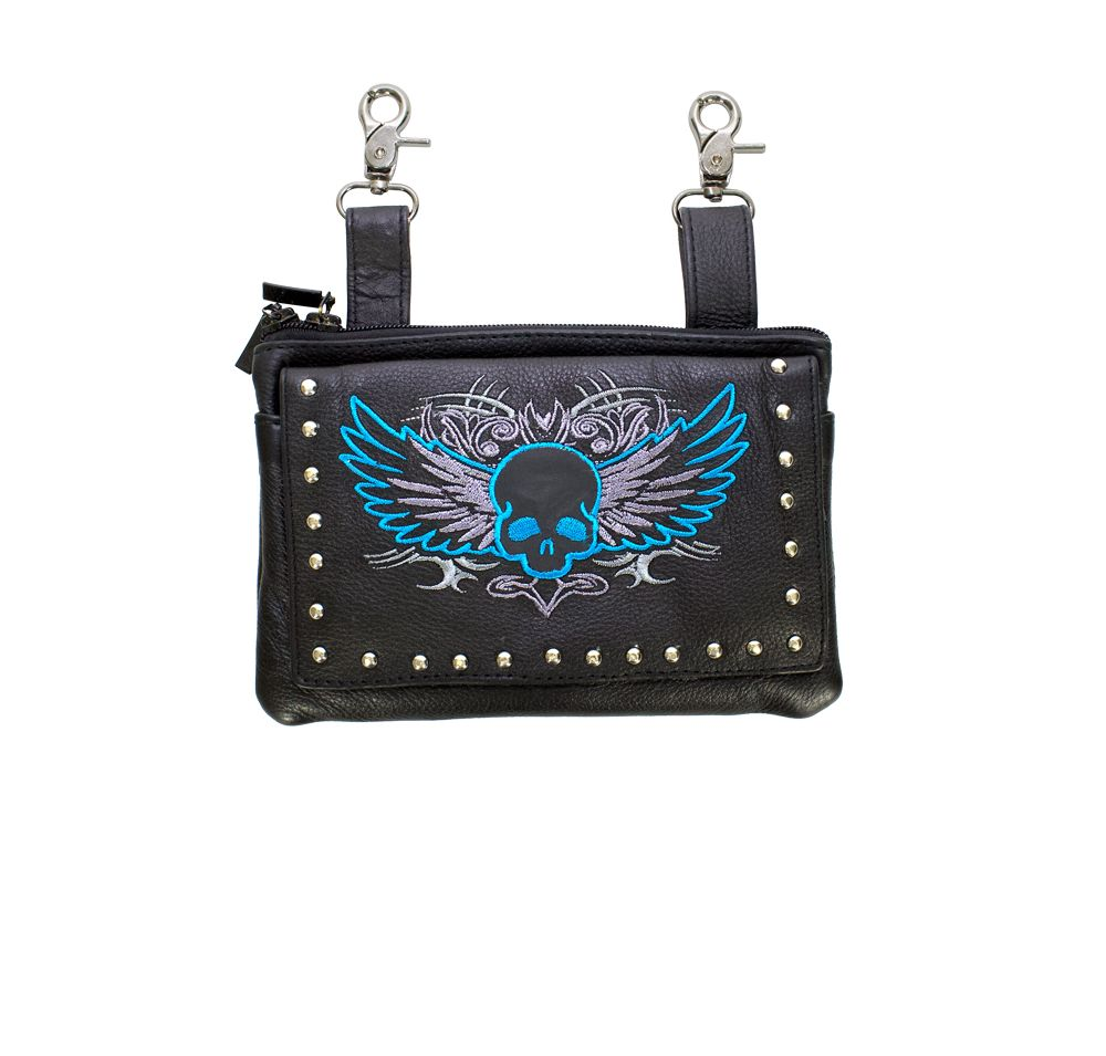 Studded Leather Skull Belt Bag