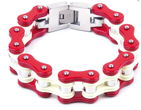 Red & White Stainless Steel Bracelet