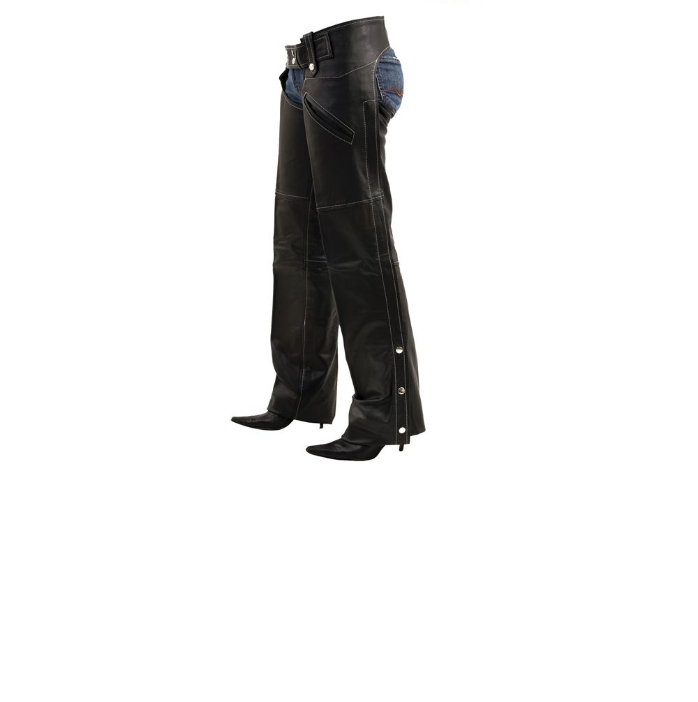 Women Black Leather Chaps