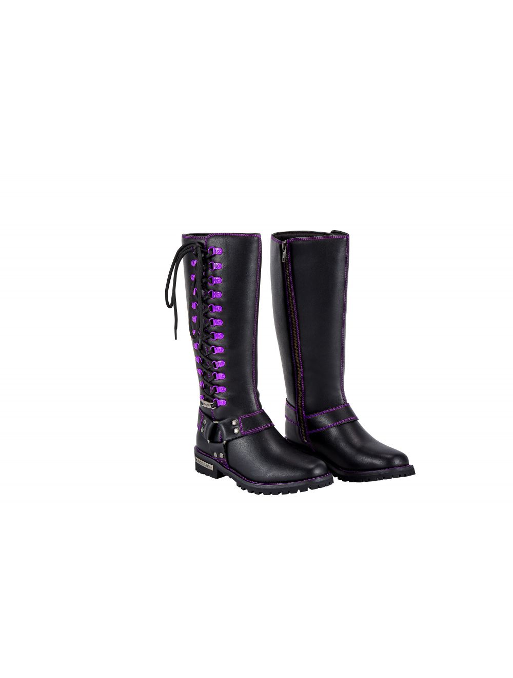 Women's Boots with Purple Stitching & Laces