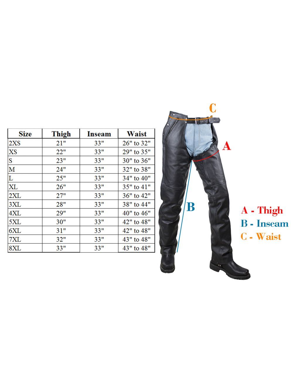 Heavy Duty Leather Motorcycle Chaps