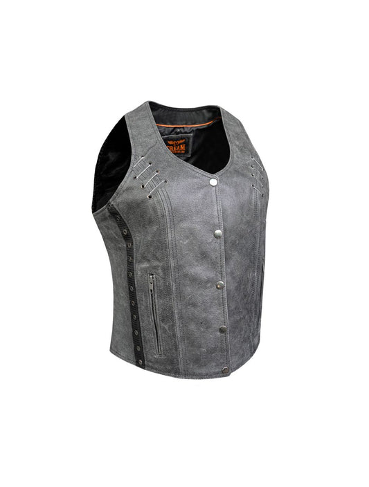 Women's Grey Vest Conceal Carry Pockets