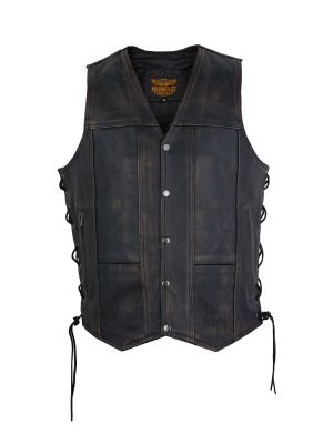 Men's Distressed Brown Motorcycle Vest