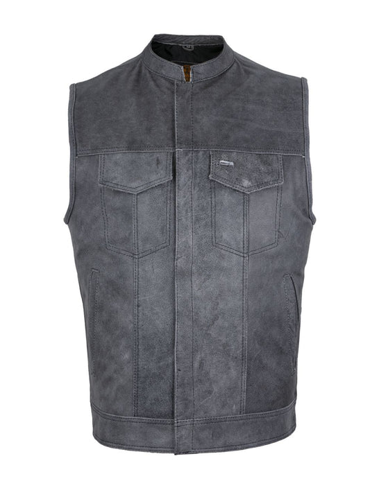 Men's Grey SOA Style Motorcycle Club Vest